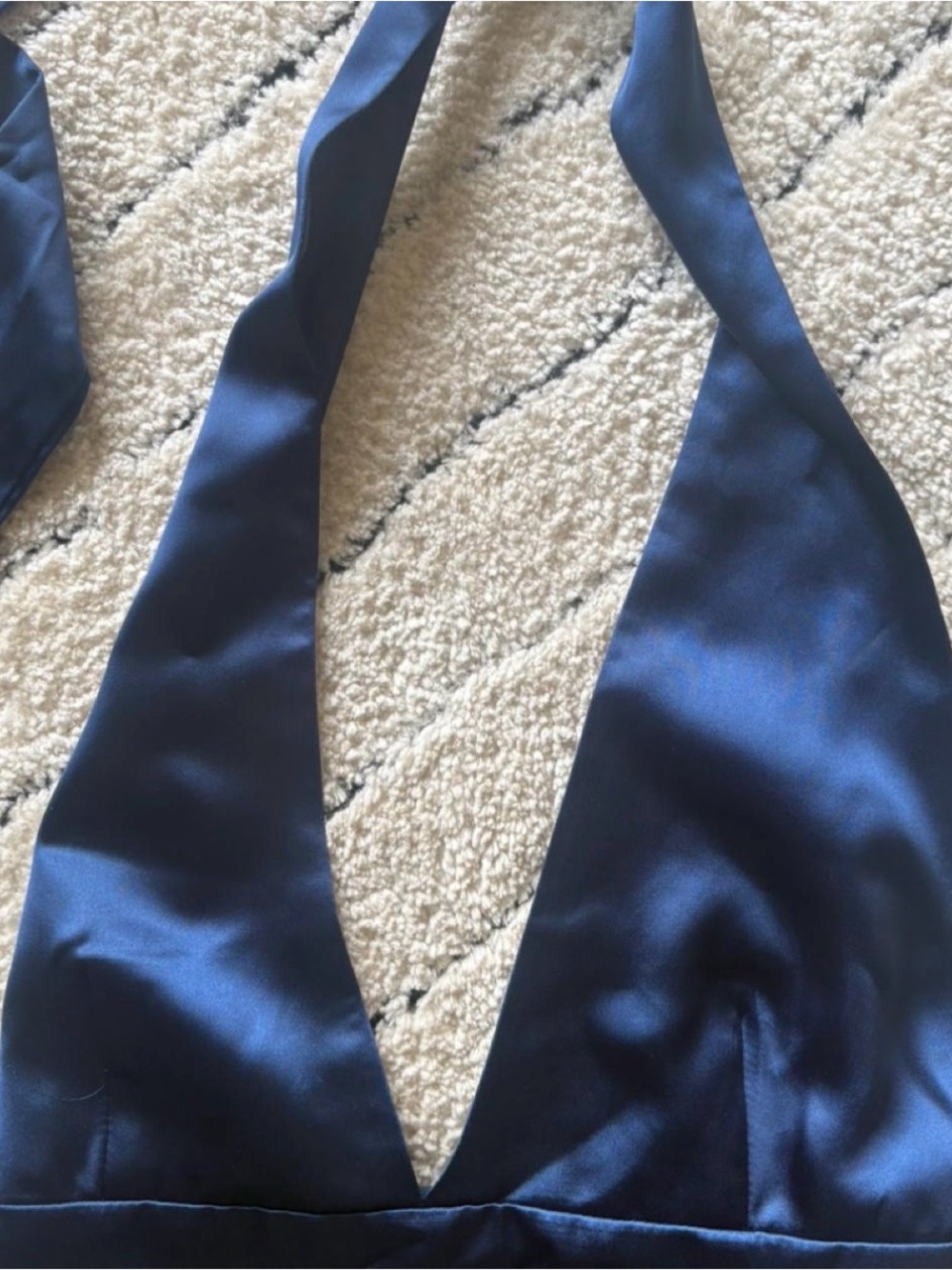 Navy Alicia Satin Halter Mini Dress - Picture 6 of 7